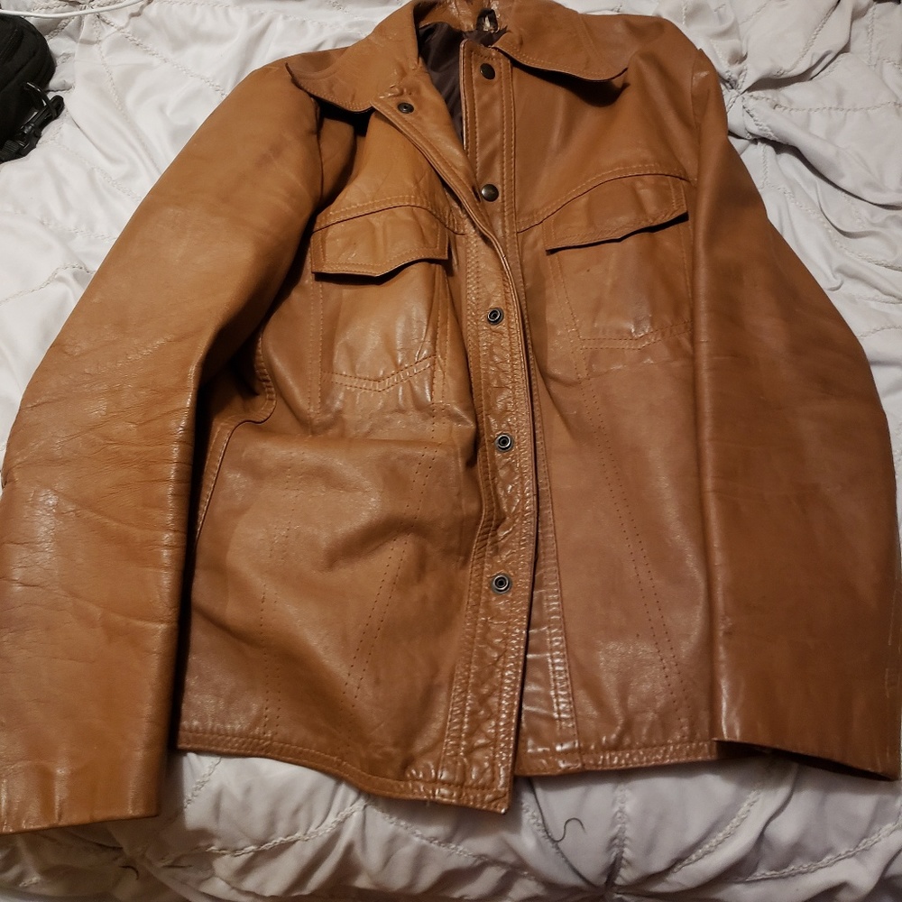 1970s Vintage Genuine Brown Leather Jacket